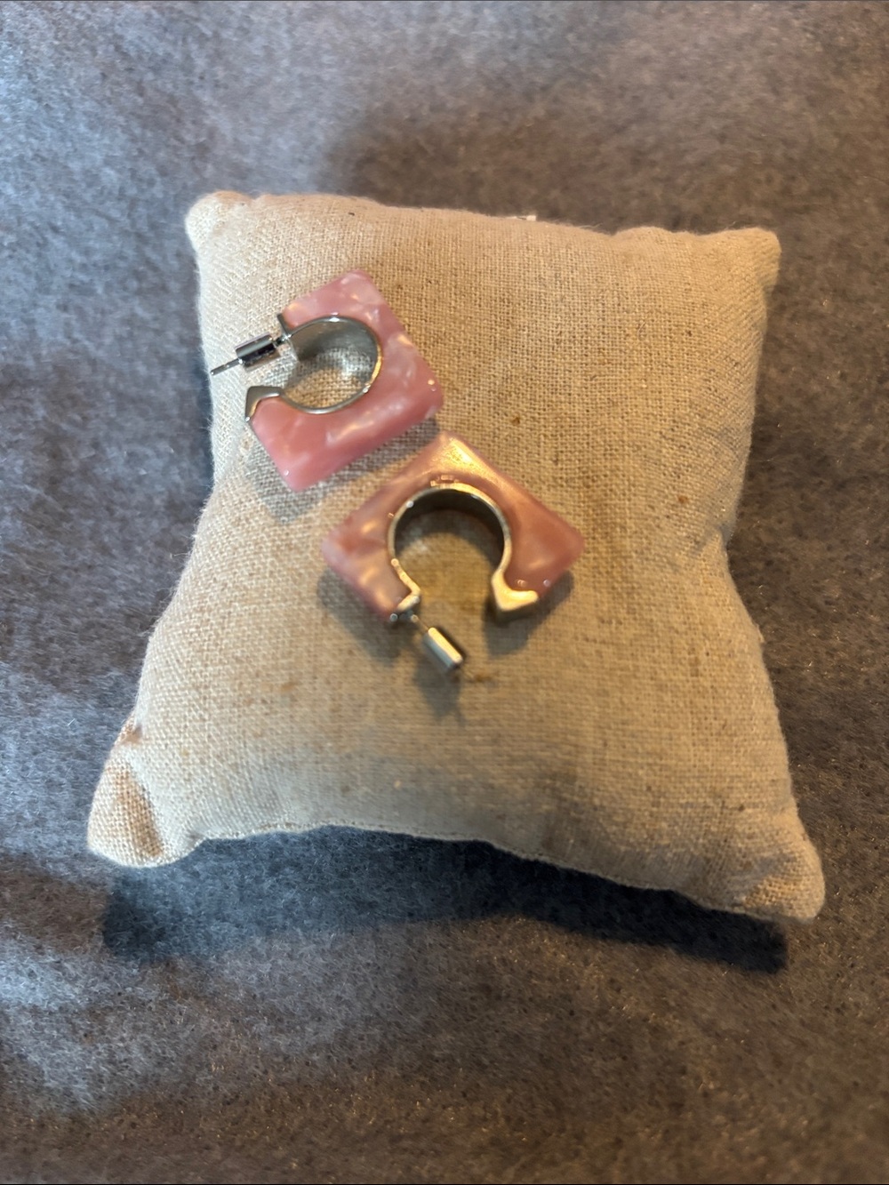 Stella & Dot Lavender-Pink Square Hoop Earrings